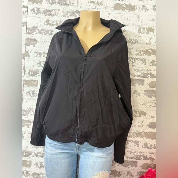 Victoria's Secret PINK Anorak Black Mock Neck Windbreaker Hood - Picture 2 of 8